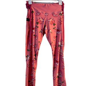Iron Yokai L Large High Waisted Lace Up Leggings - Shibari Peaches